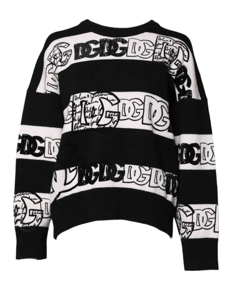 Dolce & Gabbana Gestreifter Pullover mit Logo-Print - Schwarz Schwarz