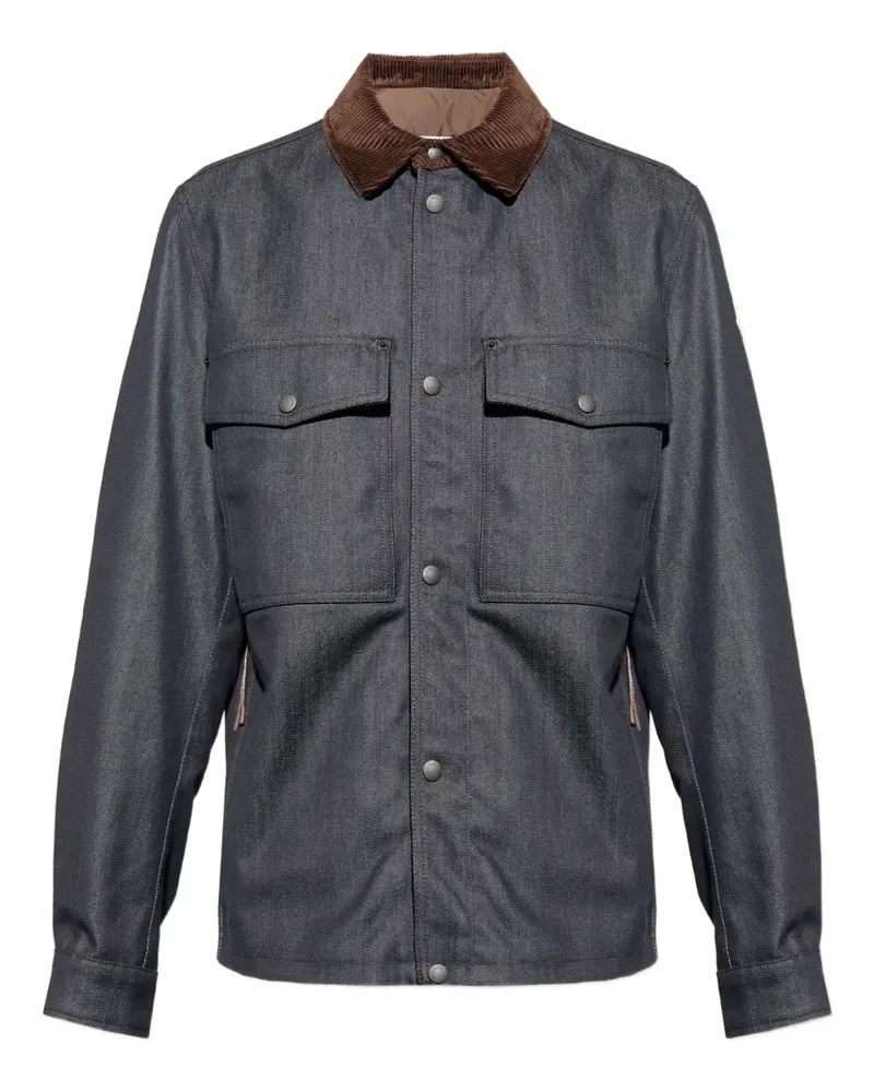 Moncler patch-pockets corduroy-collar jacket shirt - Blau Blau
