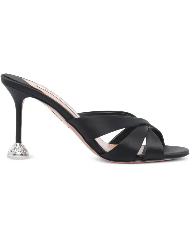 Aquazzura Verzierte Sandalen mit Satin-Absatz 85mm - Schwarz Schwarz