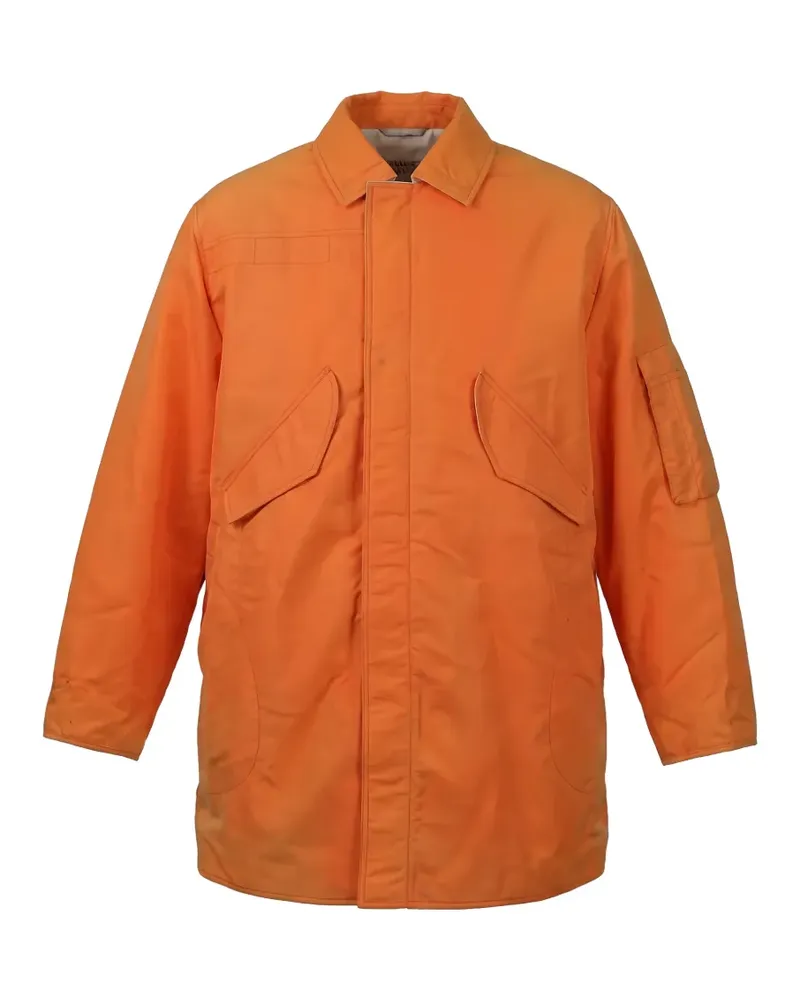 Valentino Garavani concealed-fastening pocket-detail coat - Orange Orange
