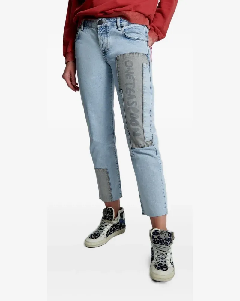 One Teaspoon patchwork frayed jeans - Blau Blau