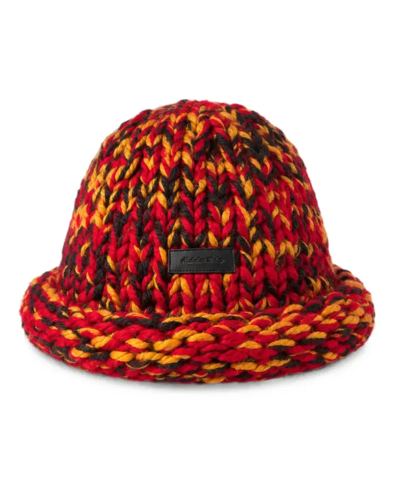 Nicholas Daley chunky-knit logo-patch beanie hat - Rot Rot