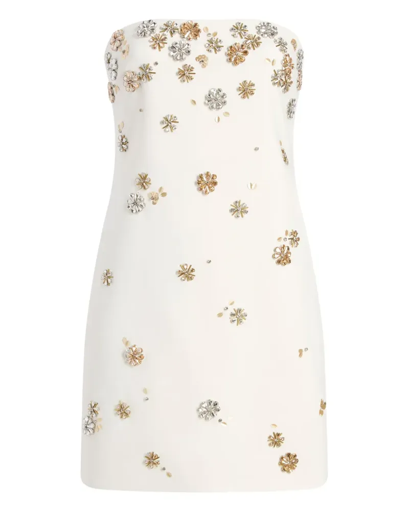 Cinq à Sept Schulterfreies Samia Kleid mit Blumenmuster - Weiß Weiß