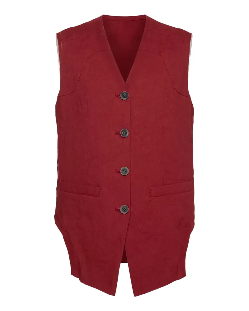 Muller of Yoshiokubo V-neck curved-hem vest - Rot Rot