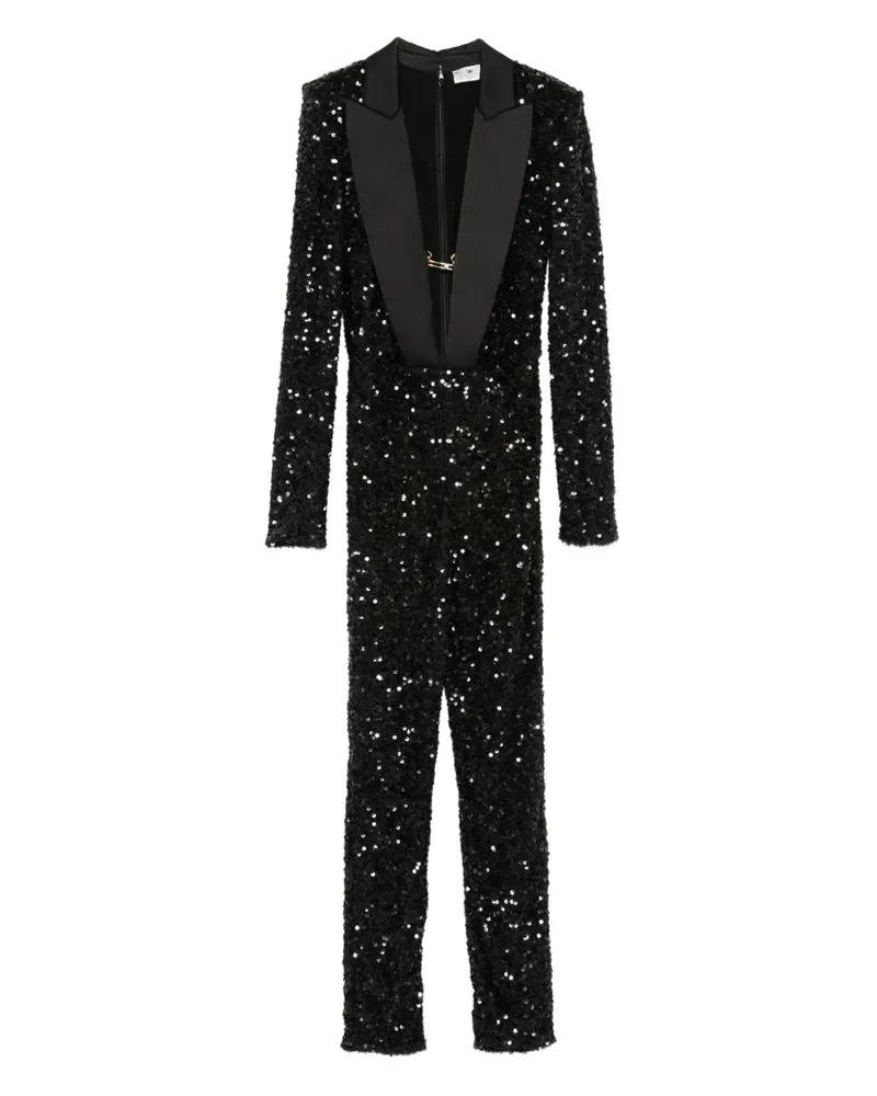 Elisabetta Franchi Jumpsuit mit Pailletten - Schwarz Schwarz