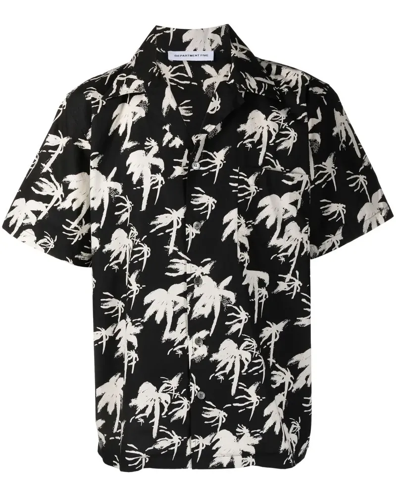Department 5 Hemd mit Blumen-Print - Schwarz Schwarz