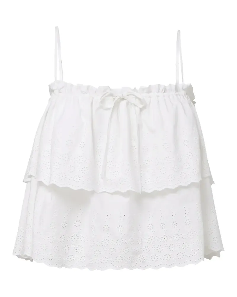 Veronica Beard Oseanna broderie-anglaise tiered top - Weiß Weiß