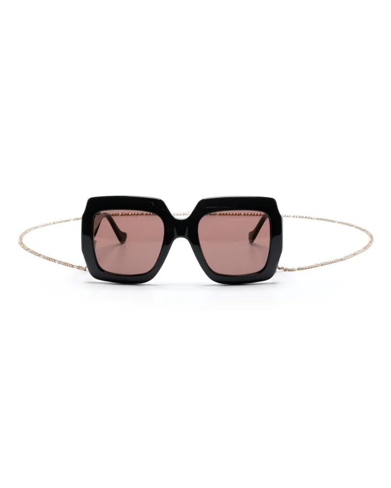 Gucci Eckige Sonnenbrille mit GG - Schwarz Schwarz