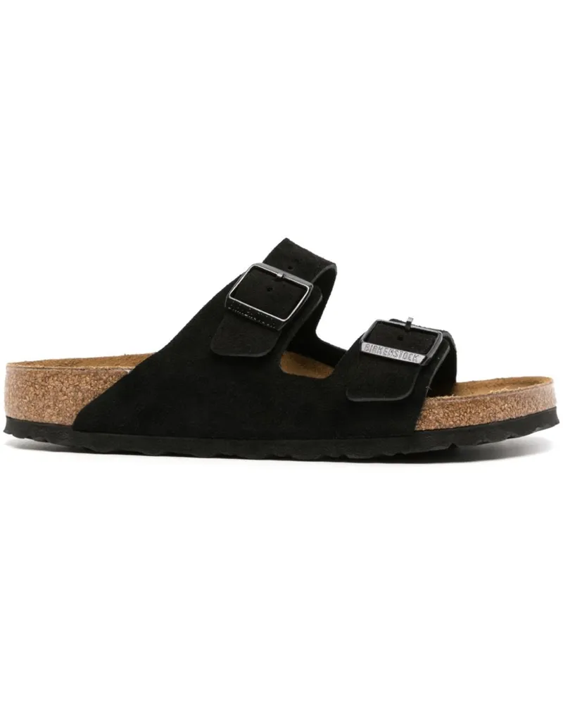 Birkenstock Arizona Pantoletten aus Wildleder - Schwarz Schwarz