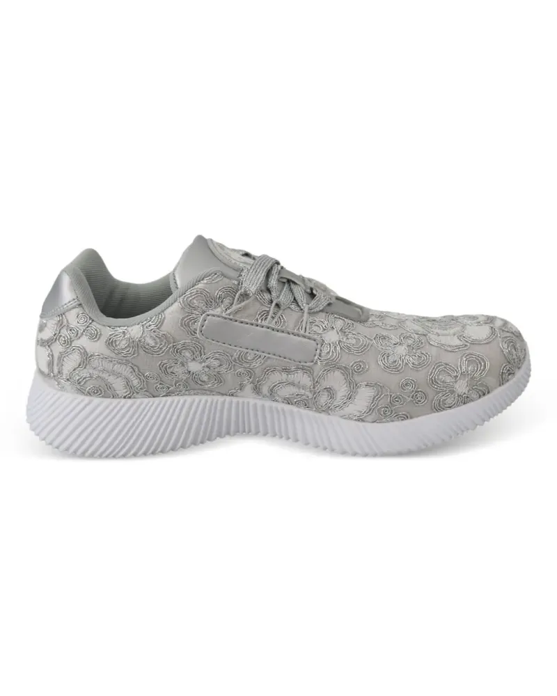 Philipp Plein Sneakers mit Blumenstickerei - Silber Silber