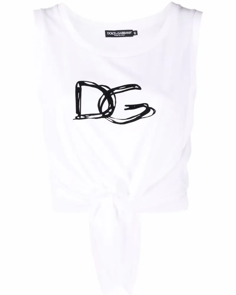 Dolce & Gabbana Top mit Logo-Print - Weiß Weiß
