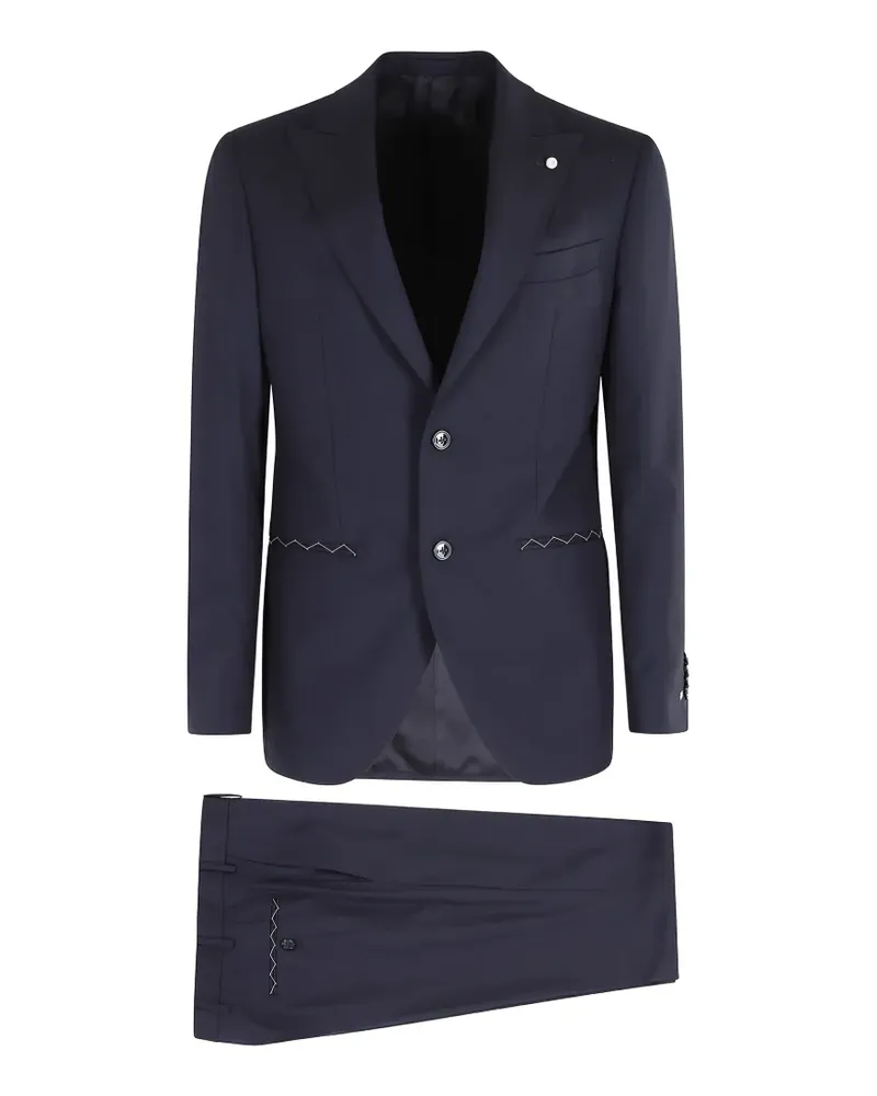 Luigi Bianchi Mantova Abito Monopetto Anzug mit Zickzackmuster - Blau Blau
