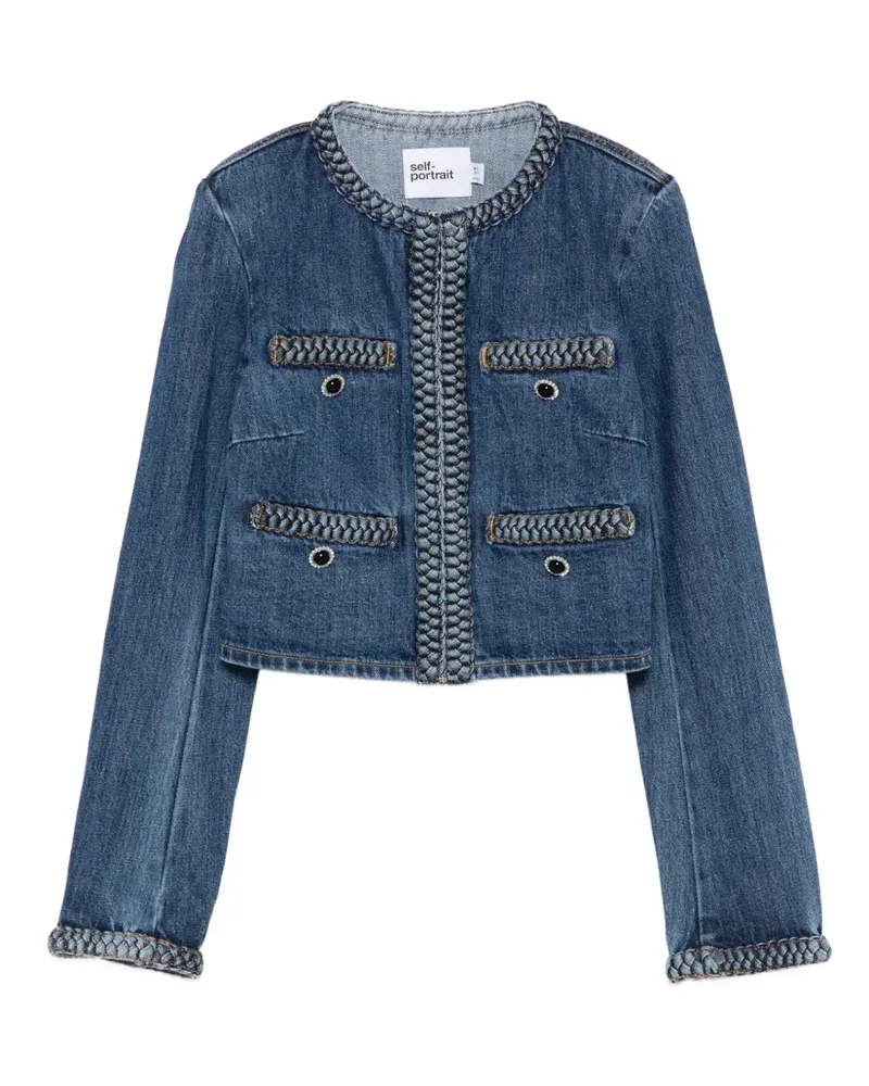 Self-Portrait Jeansjacke mit Flechtborten - Blau Blau
