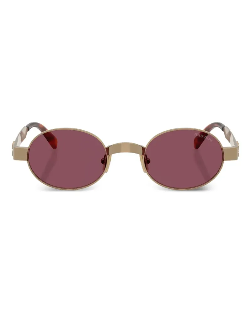 Miu Miu Sonnenbrille mit ovalem Gestell - Gold Gold