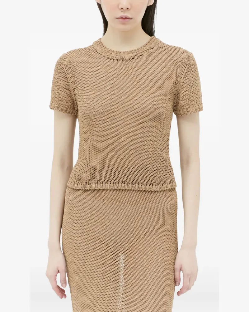 Aya Muse T-Shirt in Lochstrick - Braun Braun