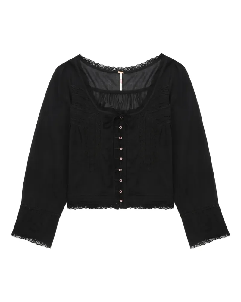 Free People lace-trimmed shirt - Schwarz Schwarz