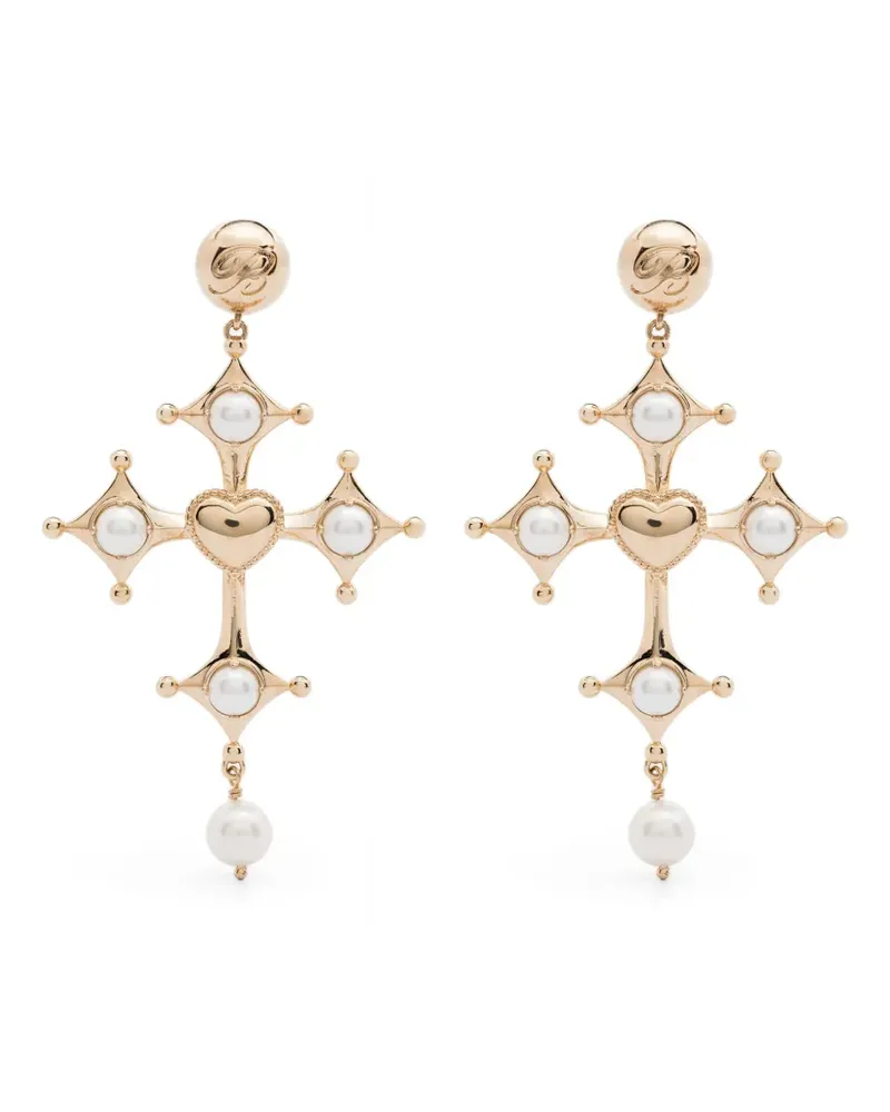 Blumarine Hängeohrringe mit Kreuz - Gold Gold