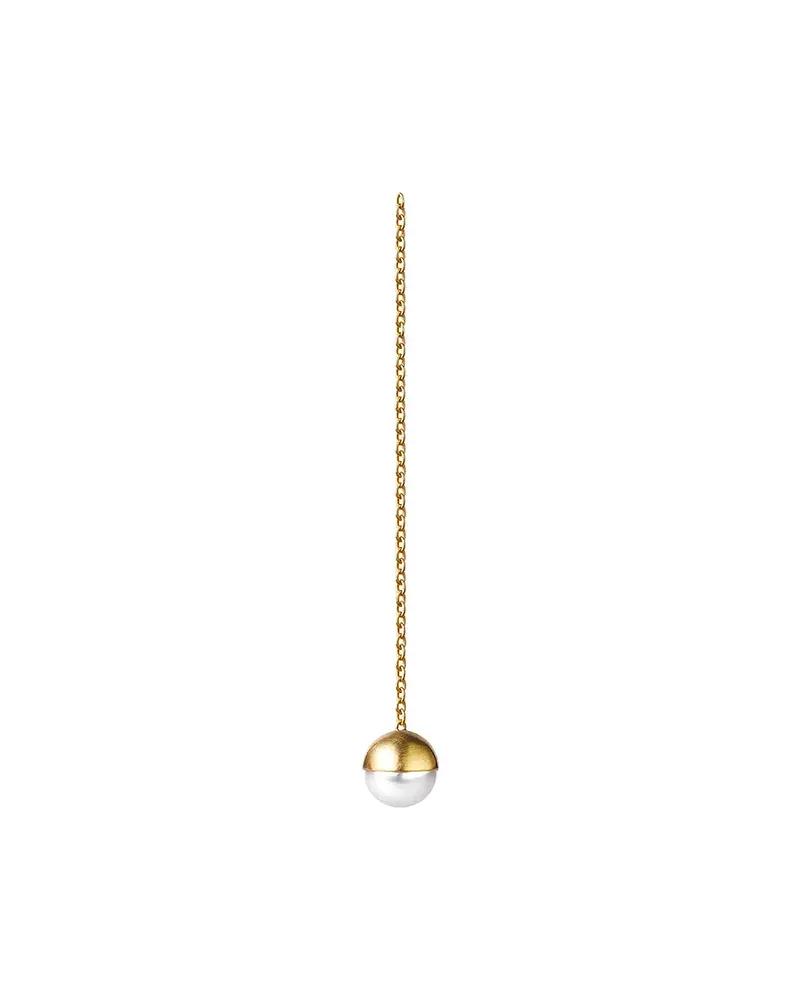 SHIHARA 0°' Kettenohrring mit halber Perle - Metallic Metallic