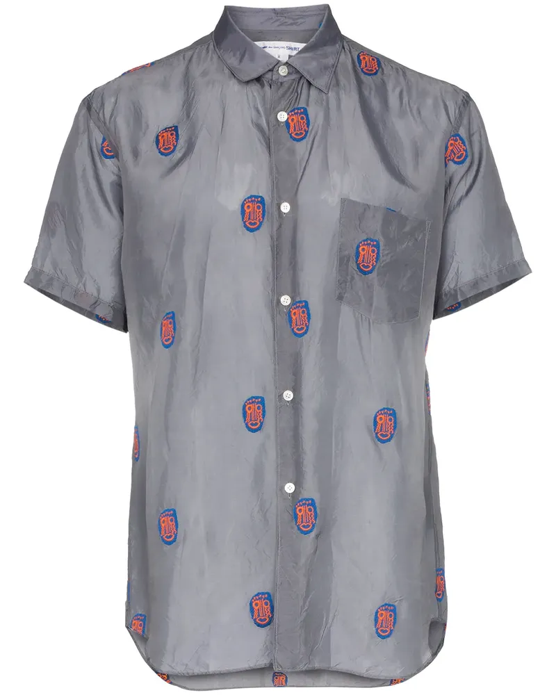 Comme des Garçons Kurzärmeliges Hemd mit Stickerei - Grau Grau