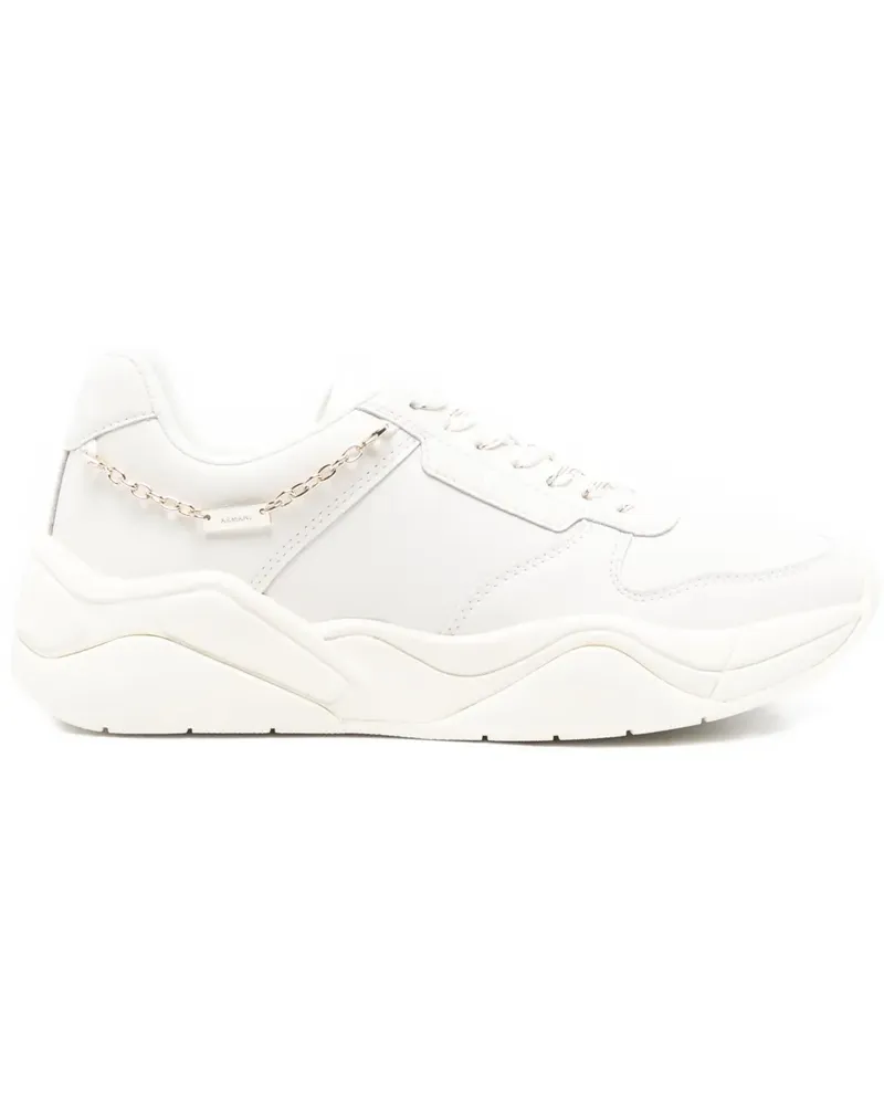 Armani Exchange logo-charm leather sneakers - Weiß Weiß