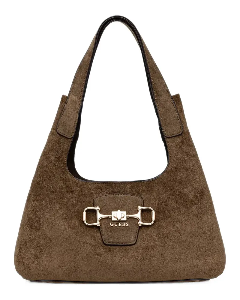 Guess Schultertasche in Wildlederoptik mit Nieten - Grün Grün