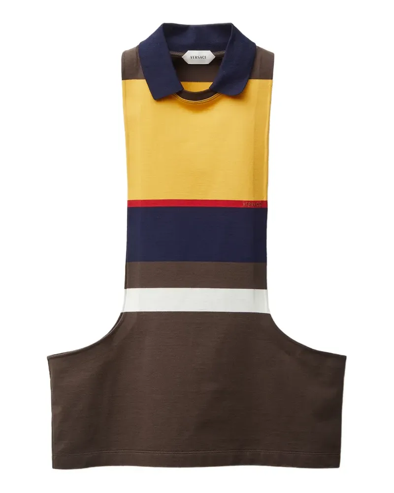 Versace Gestreiftes Tanktop aus Baumwolljersey - Braun Braun
