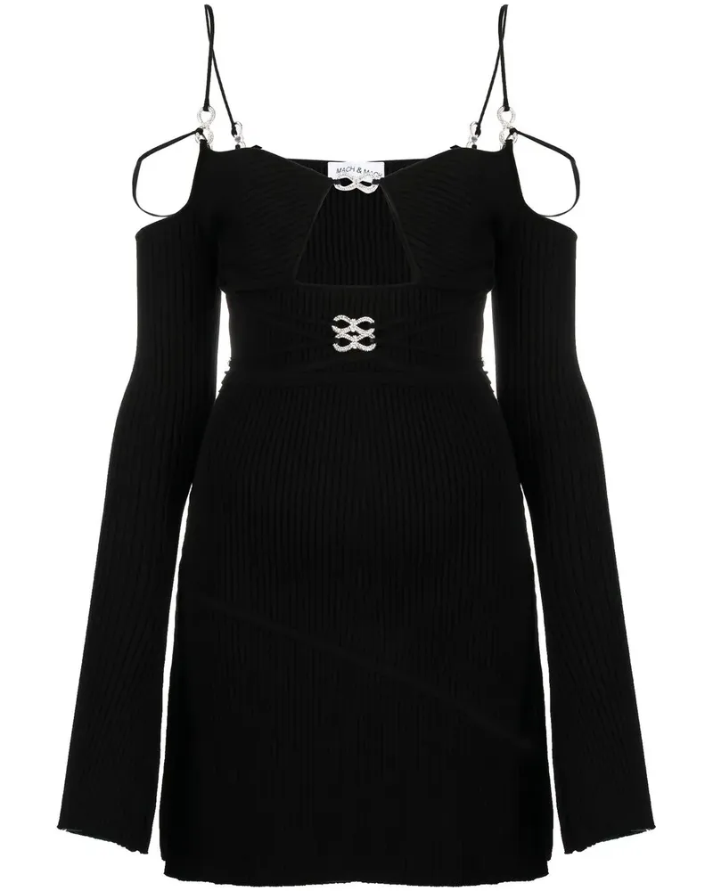 Mach & Mach Minikleid mit Kristallverzierung - Schwarz Schwarz