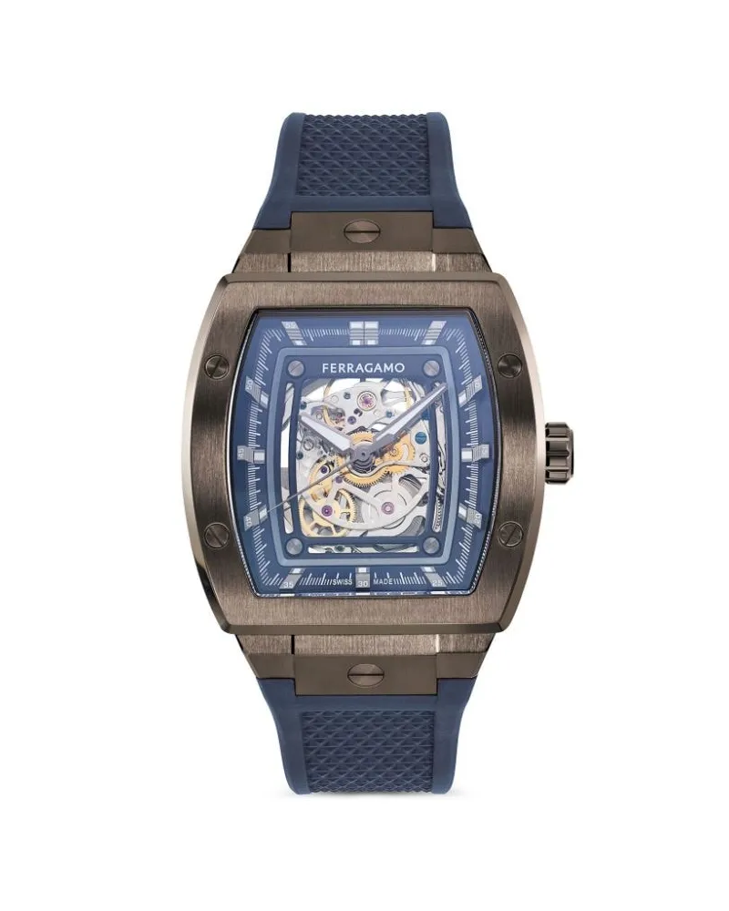 Ferragamo Tonneau Skeleton 42mm Blau