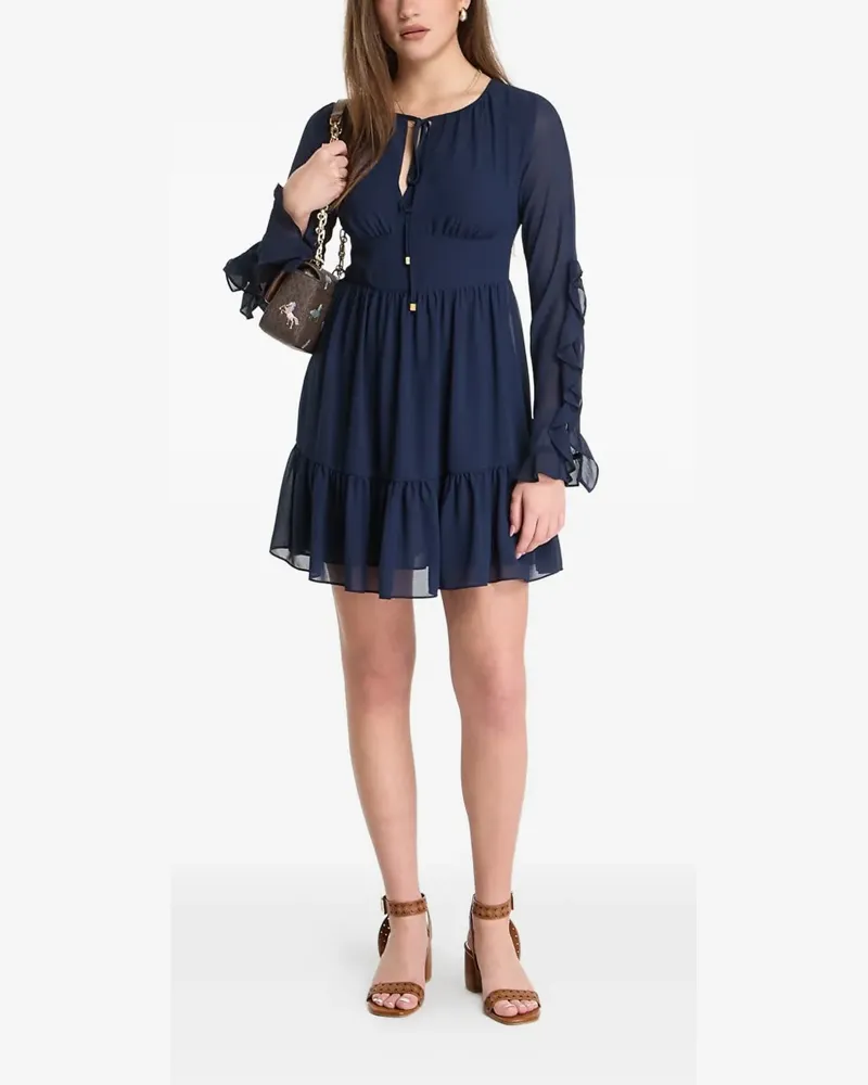 Michael Kors ruffled-sleeve mini dress - Blau Blau