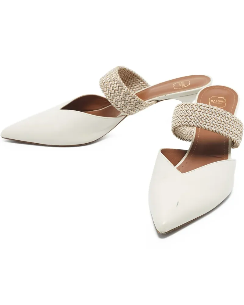 Malone Souliers Spitze Maisie Mules mit gewebtem Riemen - Weiß Weiß
