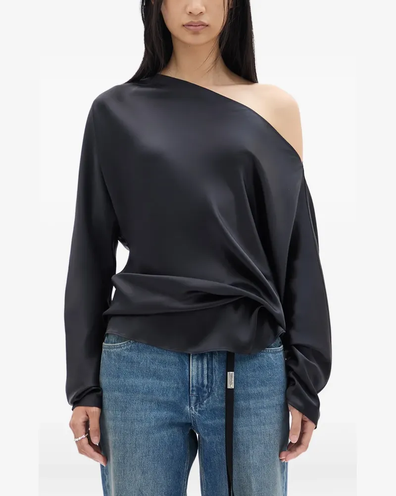 Ann Demeulemeester Asymmetrisches Langarmshirt - Schwarz Schwarz