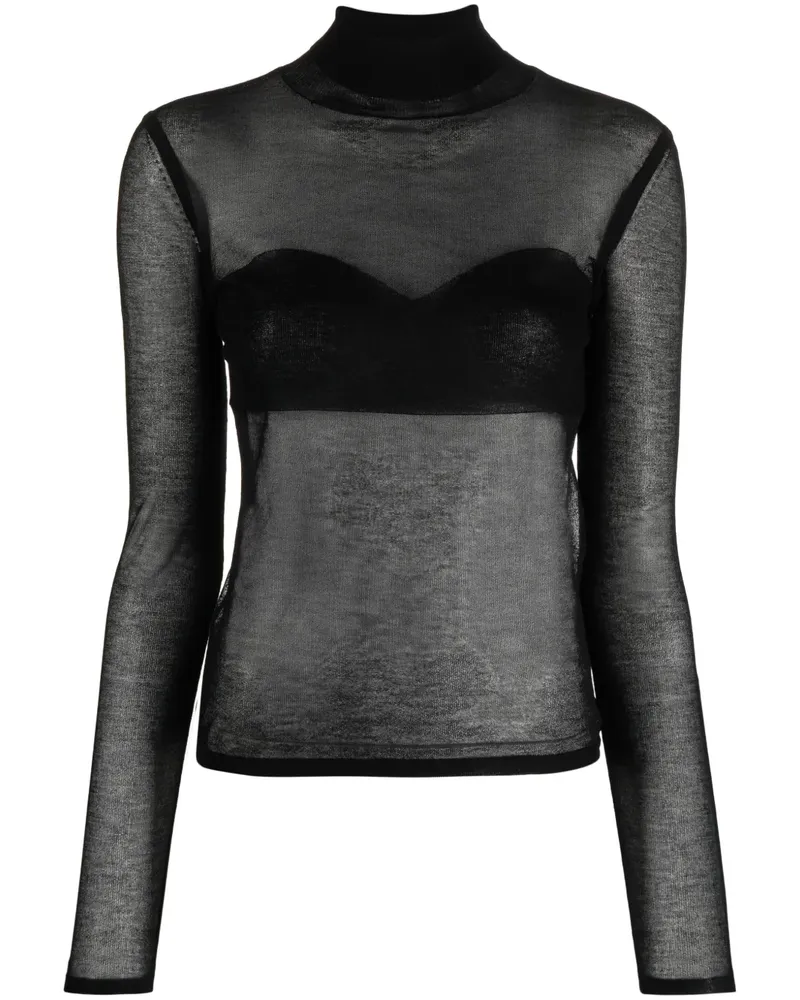 Nina Ricci Gestricktes Top mit Stehkragen - Schwarz Schwarz