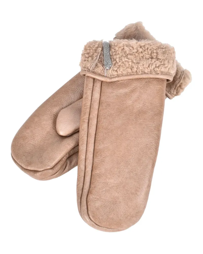 Brunello Cucinelli Handschuhe mit Pelzbesatz - Nude Nude