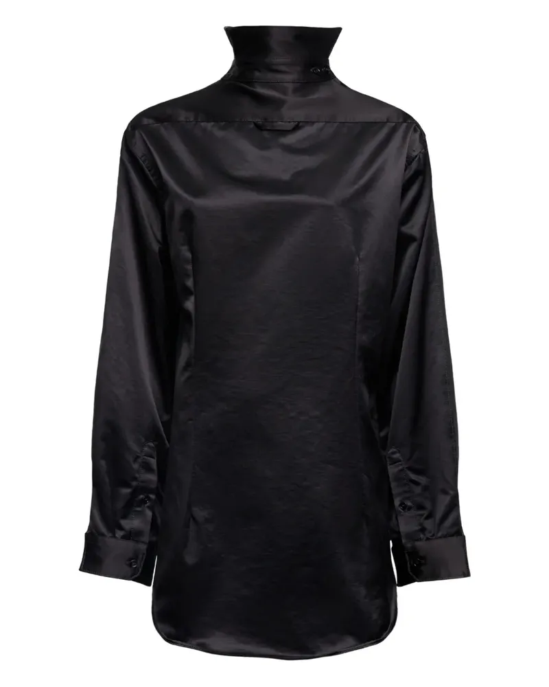 Maison Margiela Satinkleid mit Stehkragen - Schwarz Schwarz