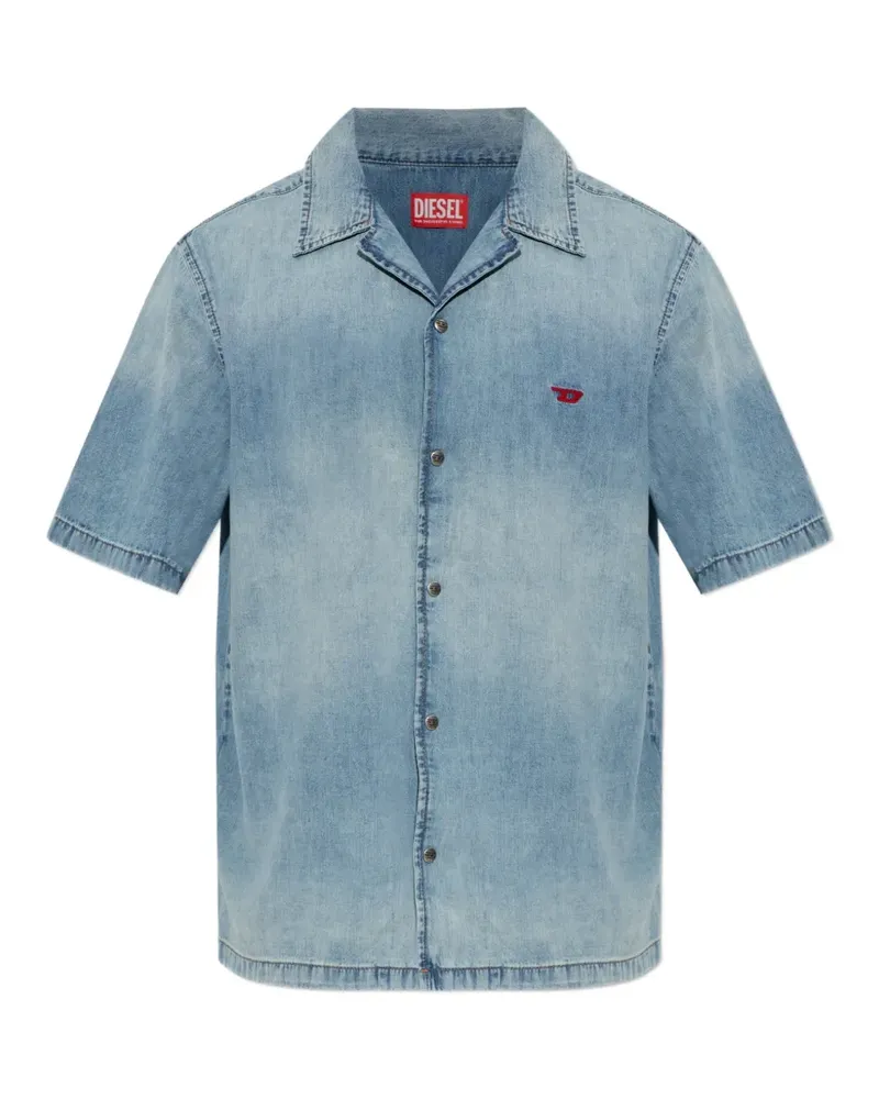 Diesel logo-embroidered short-sleeve shirt - Blau Blau