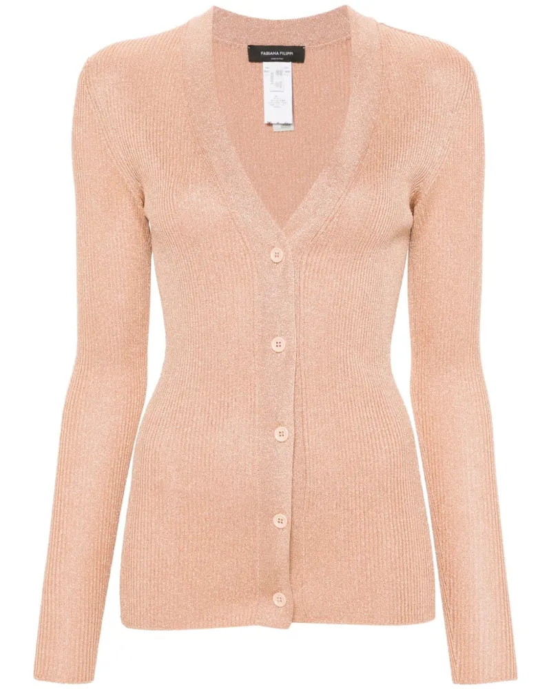 Fabiana Filippi Gerippter Cardigan im Metallic-Look - Nude Nude