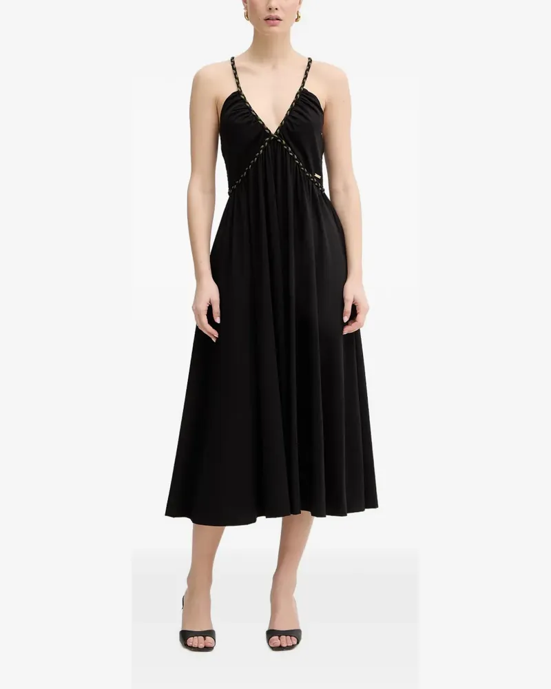 Fracomina Midikleid mit V-Ausschnitt - Schwarz Schwarz