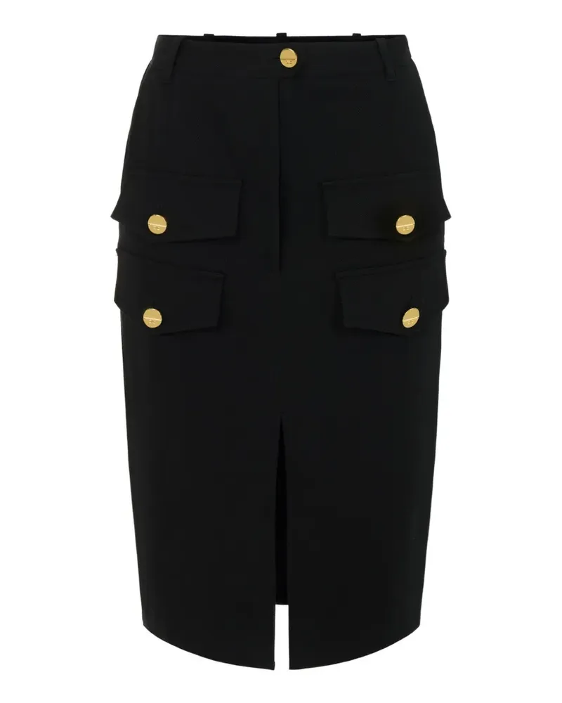 Elisabetta Franchi flaps metal buttons midi skirt - Schwarz Schwarz