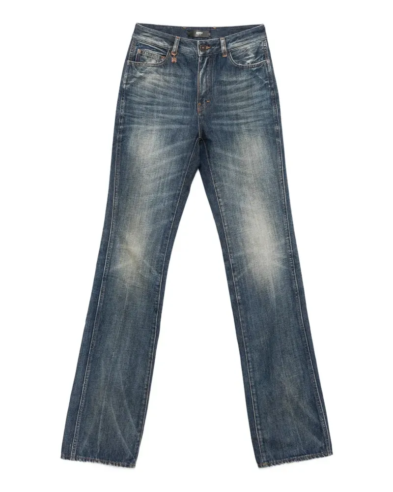 Amiri monogram-charm whiskered straight-leg jeans - Blau Blau