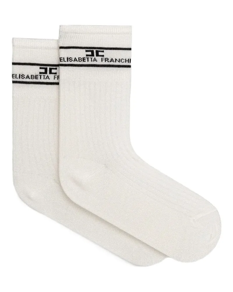 Elisabetta Franchi Socken mit Logo - Weiß Weiß