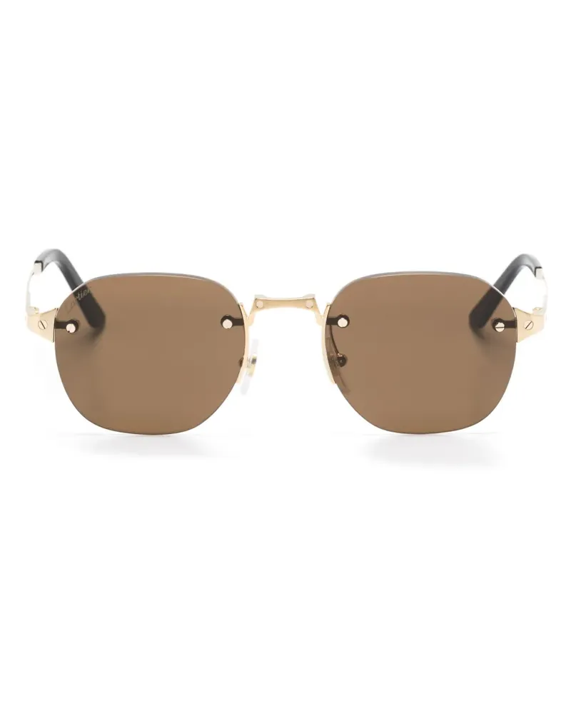 Cartier Santos Sonnenbrille mit rundem Gestell - Gold Gold