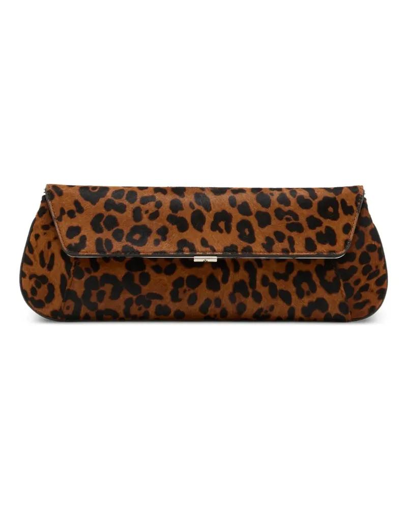 Amina Muaddi leopard-printed clutch bag - Braun Braun