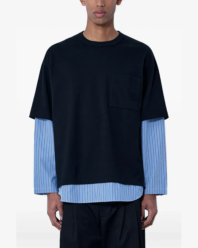 Comme des Garçons T-Shirt mit aufgesetzter Tasche im Layering-Look - Schwarz Schwarz