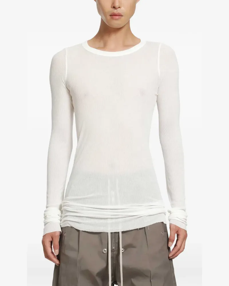 Rick Owens Geripptes Tower Langarmshirt - Weiß Weiß