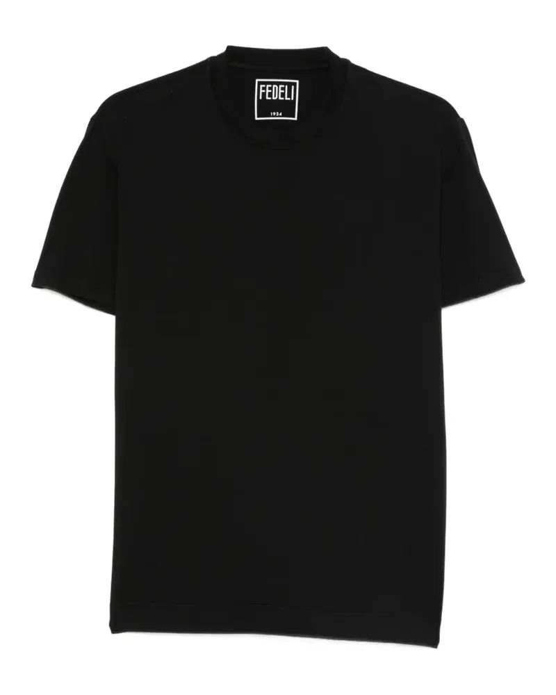 Fedeli T-Shirt mit Logo-Detail - Schwarz Schwarz