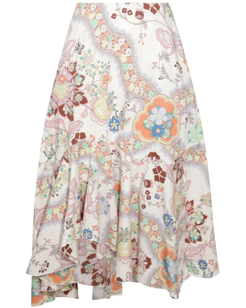 Etro Midirock mit Blumen-Print - Rosa Rosa