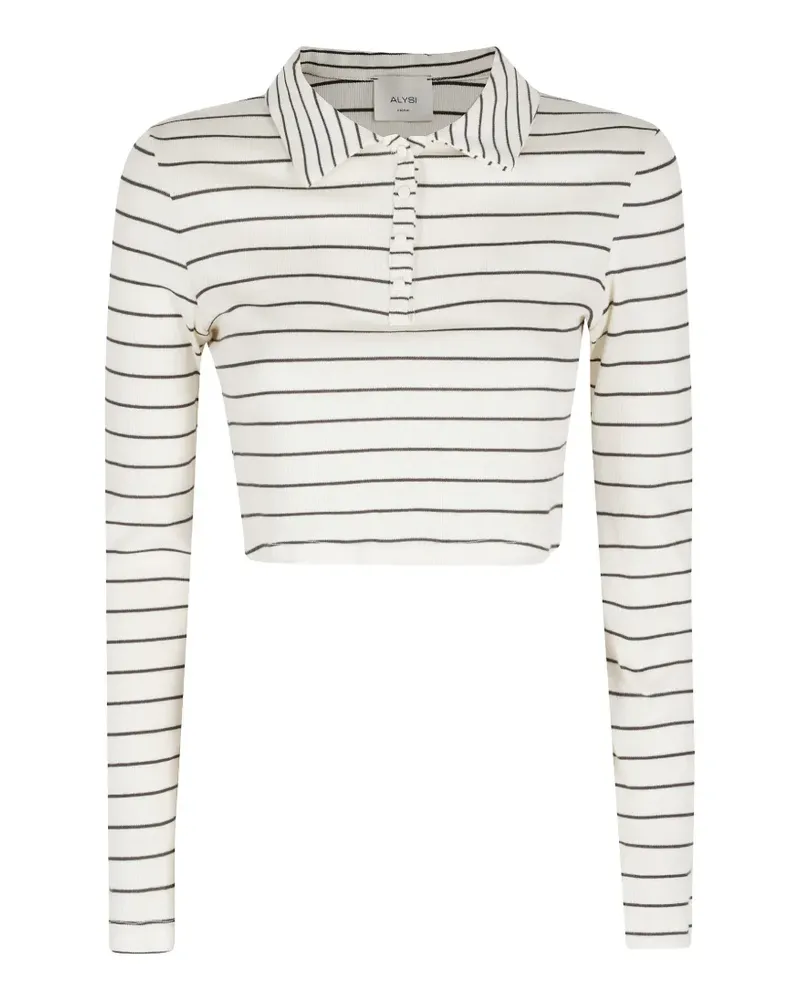 ALYSI striped collared polo shirt - Nude Nude