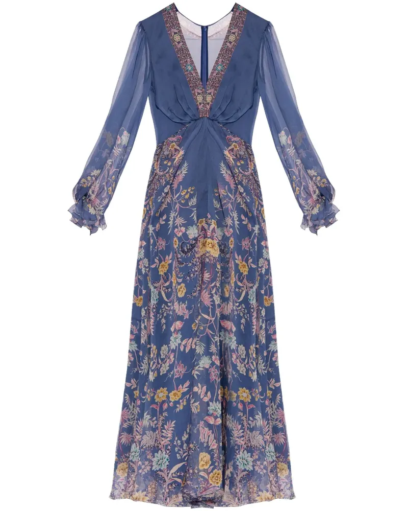 Etro Maxikleid aus Seide mit Print - Blau Blau