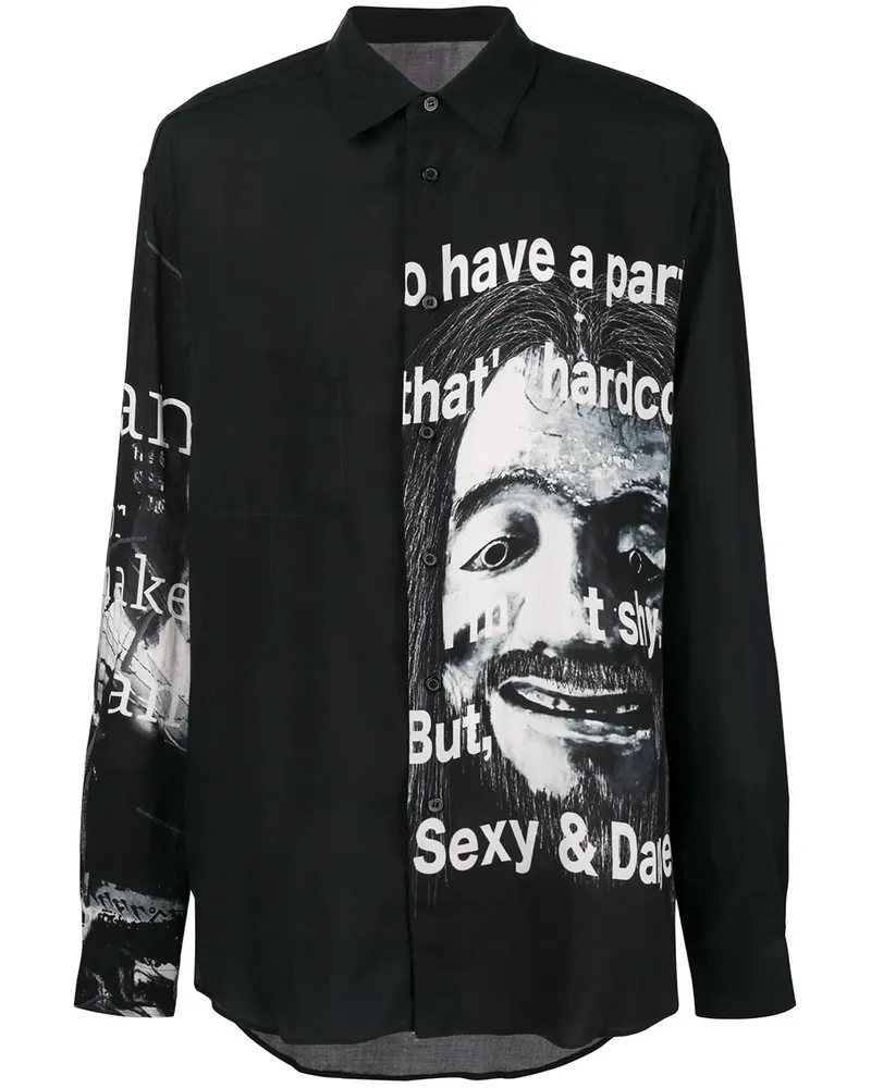 Yohji Yamamoto Hemd mit grafischem Print - Schwarz Schwarz