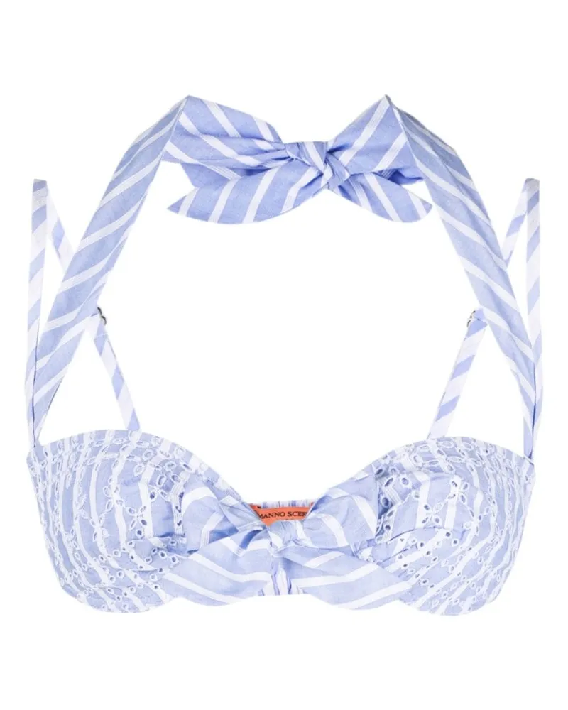 Ermanno Scervino Bikinioberteil mit Lochstickerei - Blau Blau